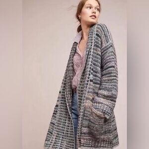 Anthropologie Gray and Blue Knit Cardigan